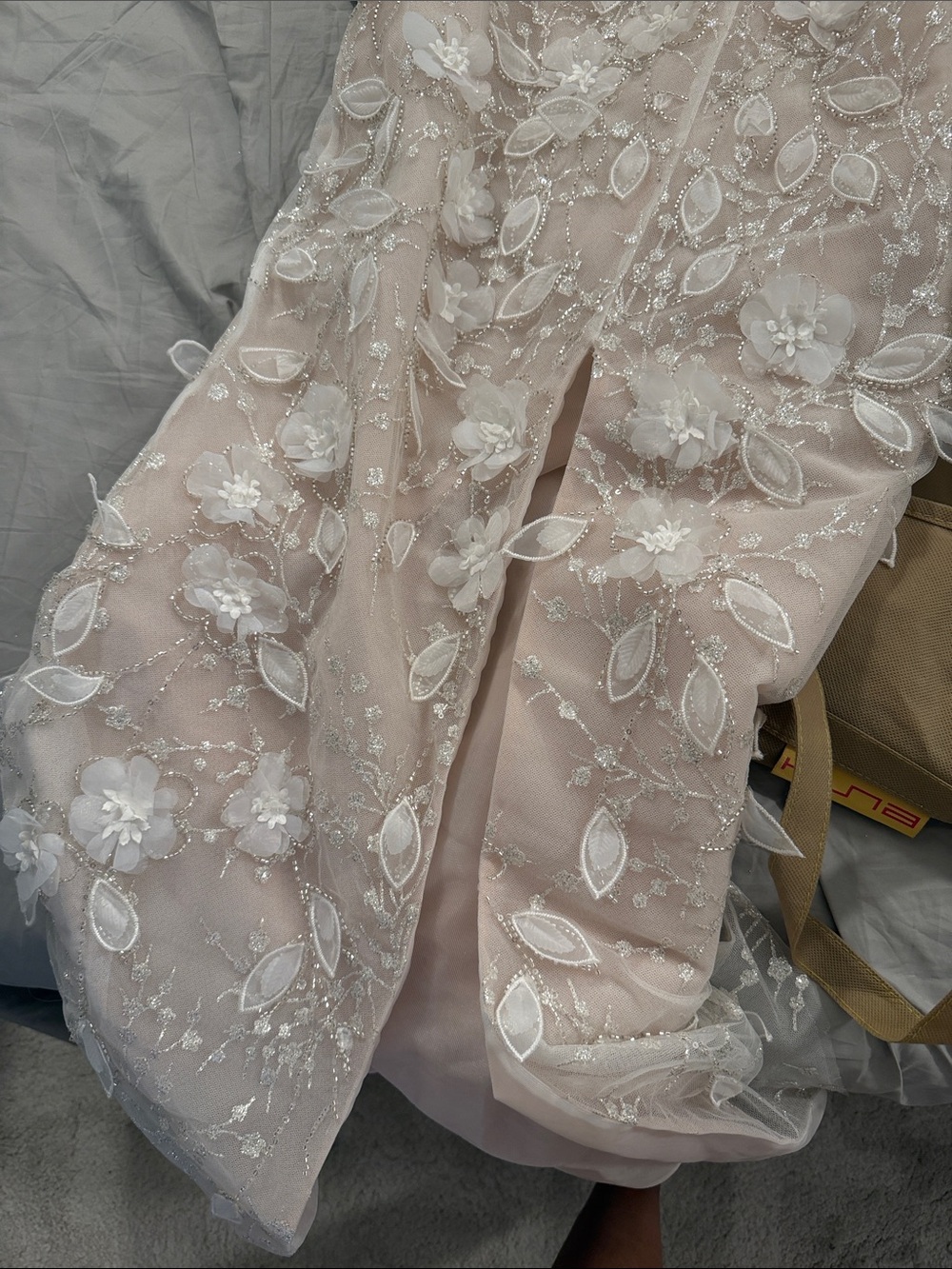 Halter Floral-Appliqué White Maxi Dress - Picture 5 of 8